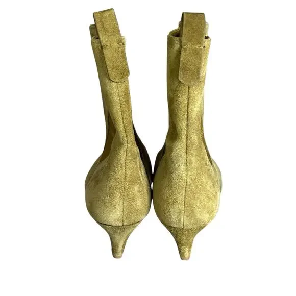 Reformation Roberta Ankle Boots Olive Suede Pointed Snip-Toe Kitten Heel 9.5 - Picture 7 of 9